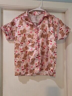 Girls Princess Rose Teddy Bear Pajama Set, Sz 10/12